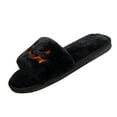 thumbnail image 2 of Viluyesy Womens and Mens Fuzzy Slippers, Open Toe Slip-On Plush Soft Sole Funny Halloween Home Slippers Black, 2 of 9