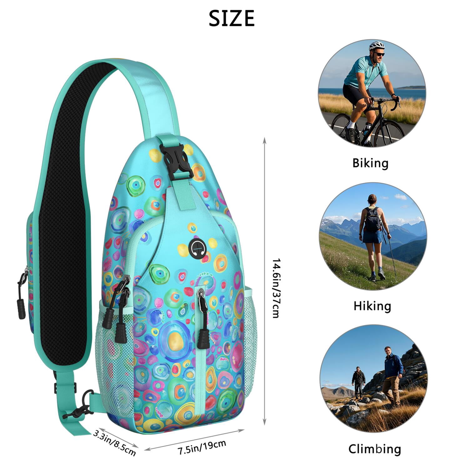 Floral Print Sling Backpack Crossbody Daypack Unisex Casual Travel Hiking Bag Tropical Flower Sling Bag Crossbody Travel Hiking Chest  main image 2