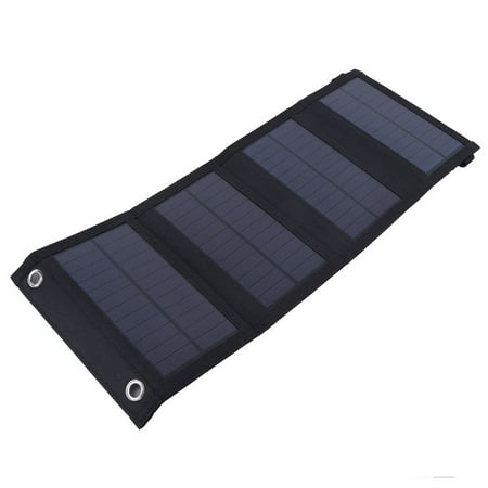 Cargador de panel solar, 10W 5.5V Panel solar portátil Tablero de cargador plegable Cargador solar de emergencia a prueba de agua Fuente de alimentación móvil para viajes al aire libre Camping Negro