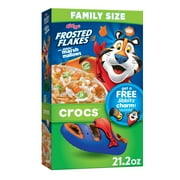 Kellogg's Frosted Flakes Original with Jibbitz Marshmallows Breakfast Cereal, Family Size, 21.2 oz Box