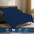 thumbnail image 4 of 4 Piece Sleeper Sofa Bed Sheet Set 100% Egyptian Cotton 800 Thread Count Queen XL Size Sleeper Sofa (60" x 80") Inch Fits Mattresses Up to 6" Drop - Navy Blue Stripe, 4 of 7