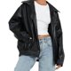 thumbnail image 1 of Women's Oversized Jackets, Leather Faux Motorcycle Plus Size Y2K Moto Biker Coat, 1 of 5