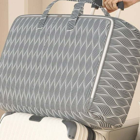 Cinvoph 10"x20"x12" Soft Large Storage Bags with Zippers & Carrying Handles, Plaid Storage for Pillows, Quilt, Blankets and Comforter