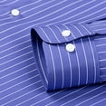 thumbnail image 5 of Hpapadks Mens Casual Shirts Formal Dress Striped Button Down Long Sleeve Lapel Business Blouses Slim Fit Dress Shirts for Men Blue L, 5 of 6