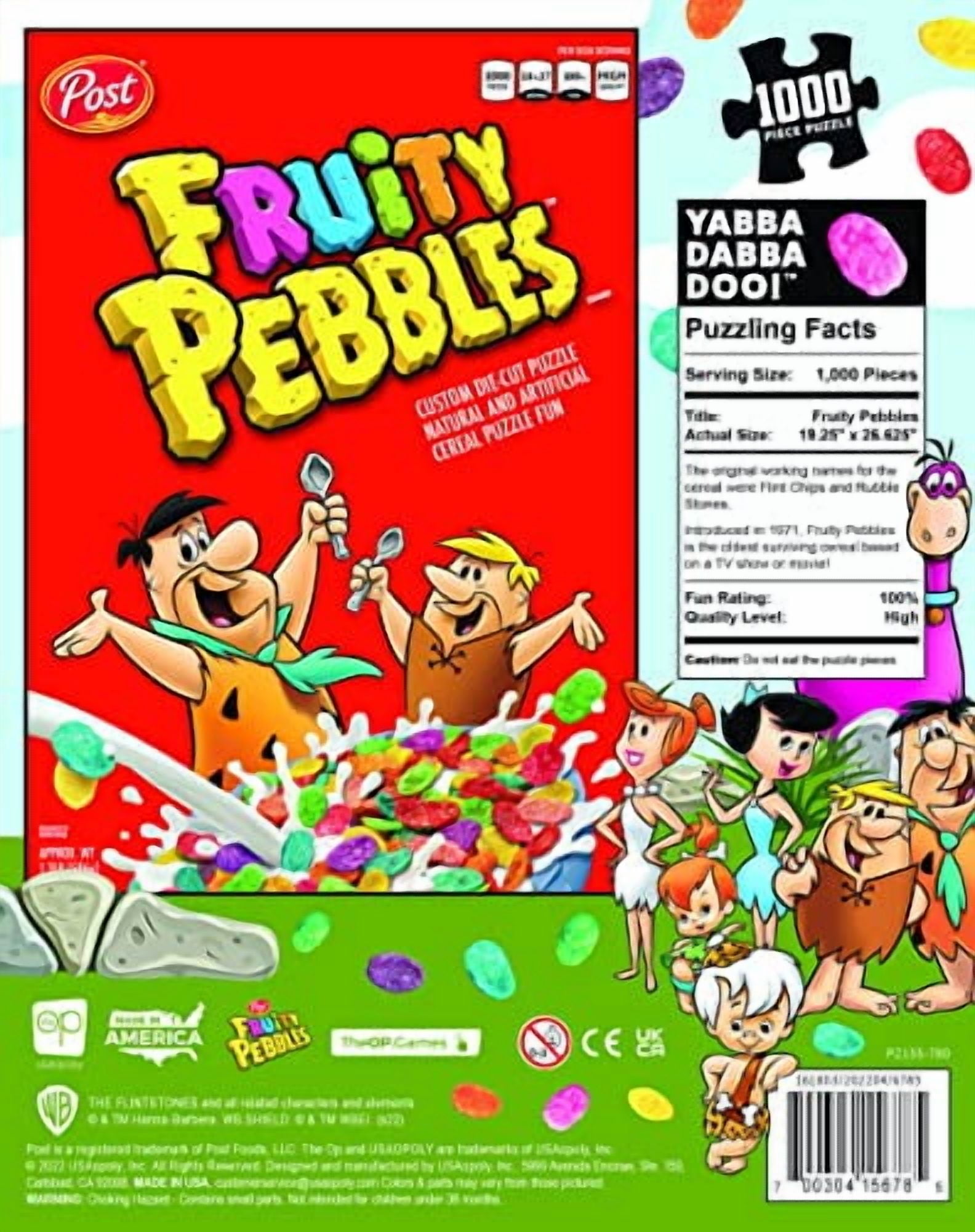 Fruity Pebbles 1000 Piece Jigsaw Puzzle by USAopoly | Featuring Classic Kids Cereal Box with Fred Flintstone and Barney Rubble