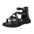 thumbnail image 1 of PMVFHDE Sandales pour Filles avec Sangle de Talon Réglable Sandales pour Activités Décontractées et Extérieures Confortables pour 1 10 Ans Noir, 7.5-8 Ans, 1 of 6