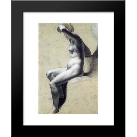 Drawing of Female Nude with charcoal and chalk 20x24 Framed Art Print by
