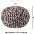 thumbnail image 6 of · REDEARTH · Round Pouf Foot Stool Bean Bag Ottoman - Knit Braided Cord Boho Pouffe Poof Accent Beanbag Chair Footrest for The Living Room, Bedroom, Nursery, Patio, Lounge (19.5"x19.5"x14") - Taupe, 6 of 7