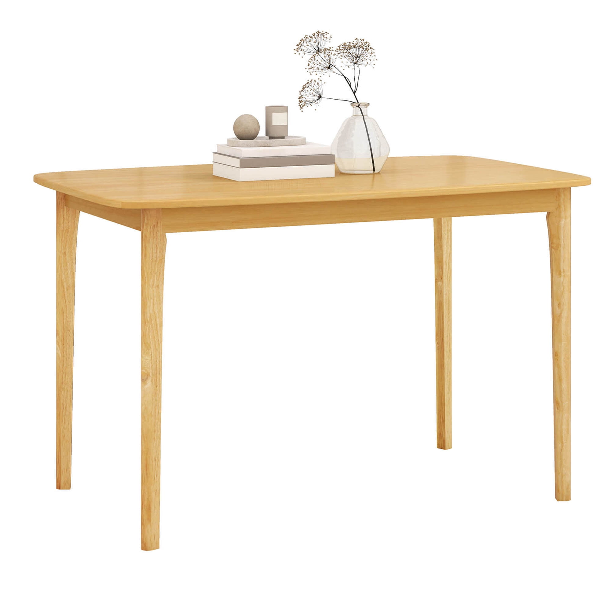 Costway 48'' Wooden Dining Table Rectangular Farmhouse Kitchen with Solid Rubber Wood Legs Natural