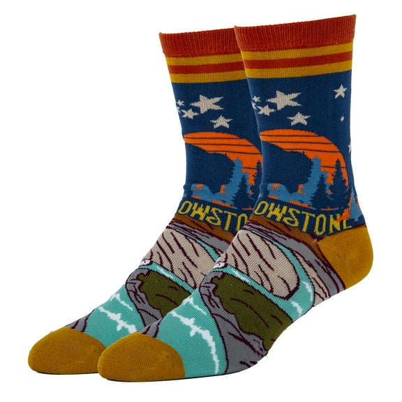 OoohYeah Men's Funny Colorful Crew Socks, Novelty Cotton Socks, Yellowstone, One Size