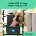 thumbnail image 5 of Andador con ruedas Medline de acero para adultos con movilidad reducida, color verde, capacidad de peso de 159 kg, ruedas de 20 cm, plegable, asas ajustables, ideal para personas mayores., 5 of 5