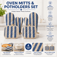 thumbnail image 2 of Oven Mitts and Pot Holders 4‑Piece Set, 2 Oven Mitts + 2 Pot Holders, Heat Resistant Quilted Cotton Kitchen Gloves for Baking Cooking Grilling, 2 of 6