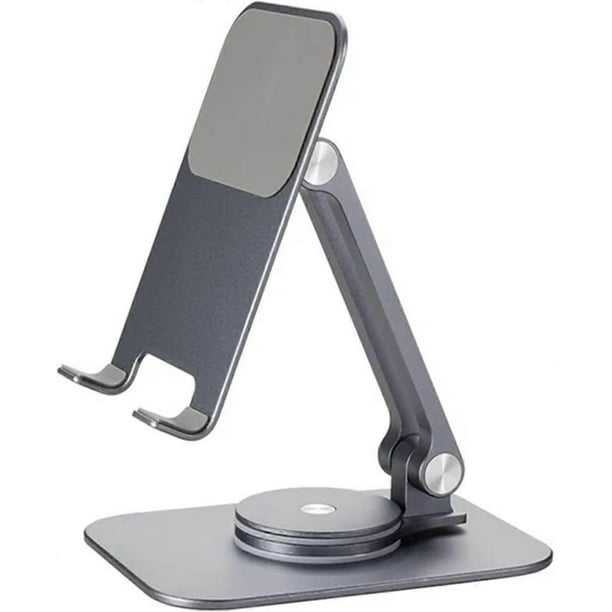 Foldable 360 Rotating Pad/Phone Holder, Portable Phone Metal Holder Stand for Desktop, Adjustable Rotating Tablet Stand for All Phone and Pad (Grey)