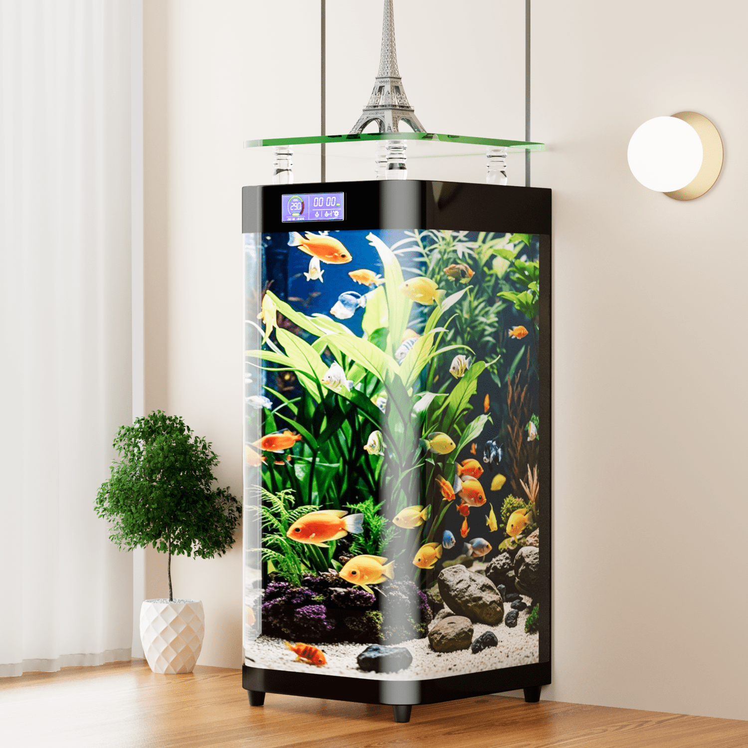 Large Floor-Standing Fish Tanks are Suitable for Decoration in Various Occasions Such as Living Rooms, Offices, and Conference Rooms.
