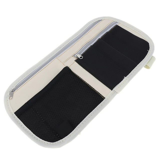 Bolsillo multifuncional para parasol de coche, organizador de tarjetas, portalápices, Beige