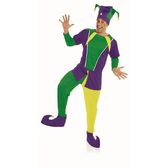 Fun Shack Fun Shack Mens Green Jester Costume Adult Carnival Clown Circus Halloween Green XL