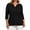 Black-50, variant on Women's Plus Size 3/4 Sleeve V-Neck Tee Casual Solid Color T-Shirt Sizes L-5X