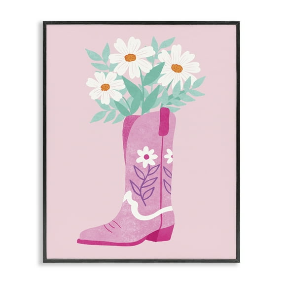 Stupell Industries Retro Cowgirl Bouquet Plants & Flowers Painting Black Framed Art Print Wall Art, 11 x 14