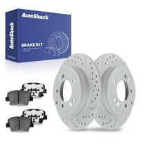 AutoShack 11.18" (284 mm) Rear Solid Drilled & Slotted Brake Rotors Coated   Ceramic Brake Pads | Replacement for 2011-2015 Hyundai Sonata | Silver Matte Finish | 6-PC Brake Kit | TurboGuard