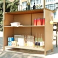 thumbnail image 6 of Bellemave Hawaiian-style 3-Piece PE Wicker Bar Height Outdoor Serving Bar Set with PE Grass Canopy, Outdoor Bar Table and Stools Patio Tiki Bar Set for Beach, Poolside, Yard, Natural, 6 of 11