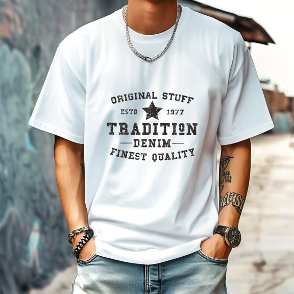 Men's T Shirt Round Neck Patterned Tee Summer New Sports Shirt Vintage Style Gift for Friends XS