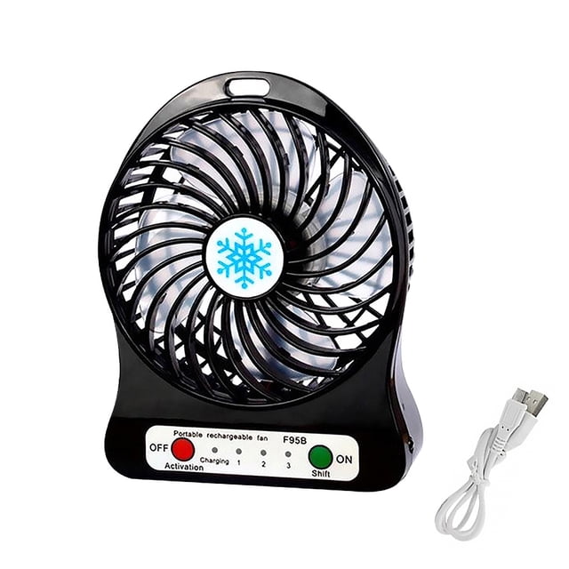 Mini ventilador recargable USB Ventilador eléctrico de plástico de escritorio portátil al aire libre interior con luz LED Vogacara HA5689-01B