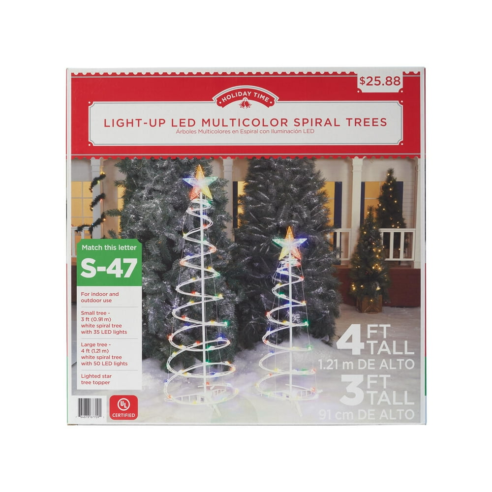 Holiday Time 2 pack Multi color LED Spiral Tree