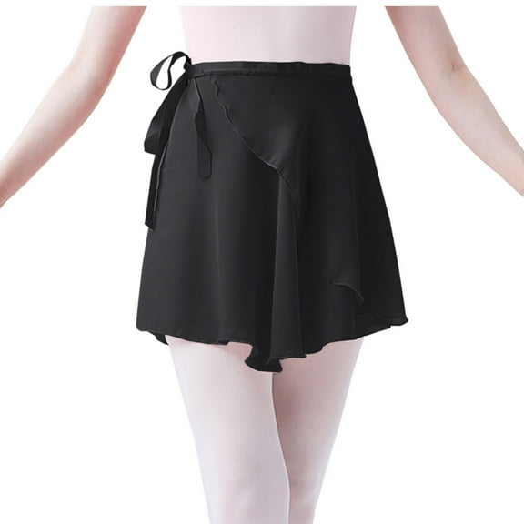 Lovskoo Girls Women Ballet Skirt Dance Wrap Skirt Chiffon Toddler Ballet Skirts Black