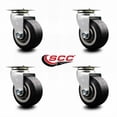 thumbnail image 2 of 4 Inch Rubber on Aluminum Wheel Swivel Caster Set with Roller Bearings SCC, 2 of 2