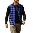 thumbnail image 3 of Atkumj Plaid Vest for Men Versatile Turn Down Collar Button Up Vest Fashion Loose Color Block Sleeveless Shirts for Men for Relaxed Daily Outfit L, 3 of 8