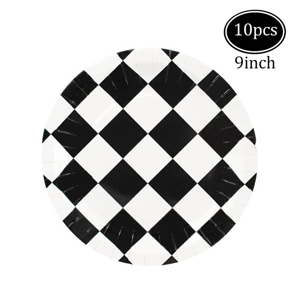 1 Juego de manteles blancos y negros de 180x108cm, vajilla desechable para Fiesta Temática de coches de carreras, bandera a cuadros, suministros de fiesta de cumpleaños para niños