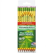 TICONDEROGA Pencils, Wood-Cased, Pre-Sharpened, #2 HB Soft, Yellow, 18 Count (X13818)