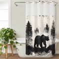 thumbnail image 3 of Black Bear No Hook Shower Curtain Waterproof, Bathroom Curtains with Snap in Liners and See Through Top Window, Farmhouse Forest Animals Vintage Hotel Style Bathtub Curtains Shower 36"Wx78"L, 3 of 8