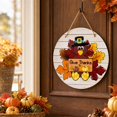 thumbnail image 3 of Thanksgiving Hanging Door Sign, Round Plank-Style Turkey Wall Decor with Pilgrim Hat, Give Thanks Text, Autumn Leaves and Pumpkins for Indoor Party Decoration, 3 of 4