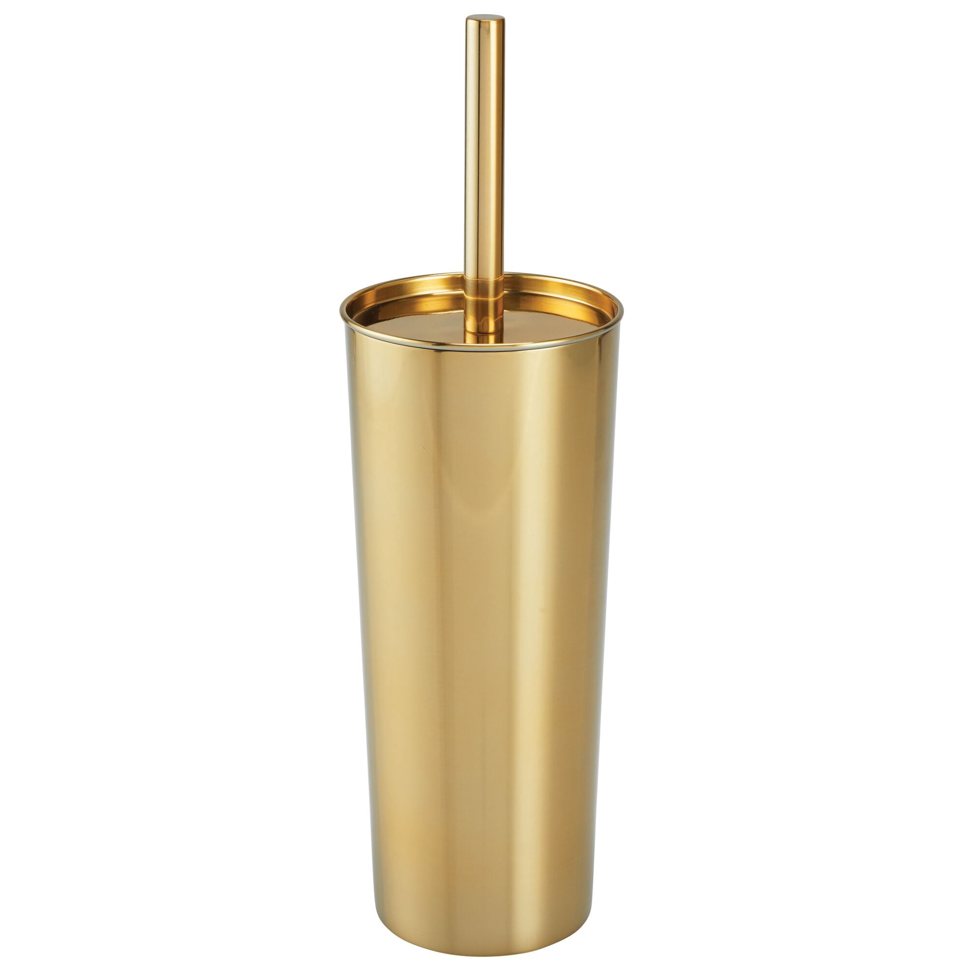mDesign Steel Toilet Bowl Brush/Holder Combo, Storage for Bathroom - Soft Brass