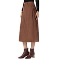 thumbnail image 4 of INSPIRE CHIC Corduroy Midi Skirt for Women's Elastic High Waist Pockets Casual A Line Skirt M Dark Brown, 4 of 6