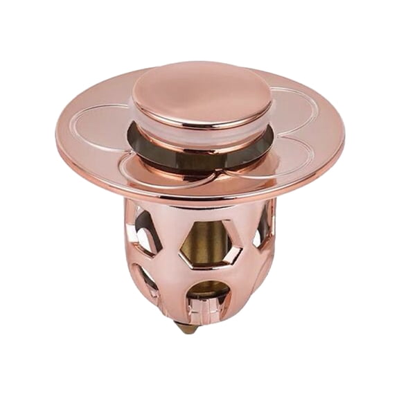 Rose Gold Push Type Bathroom Sink Drain Stopper 1.25-1.5in Anti-Clogging Hair Catcher for Washbasin & Kitchen