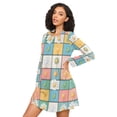 thumbnail image 3 of FORMRS Womens Long Sleeve Nightgowns Crew Neck Sleep Shirt Soft Pajamas Sizes S-3XL, Daisy Mosaic, 3 of 8