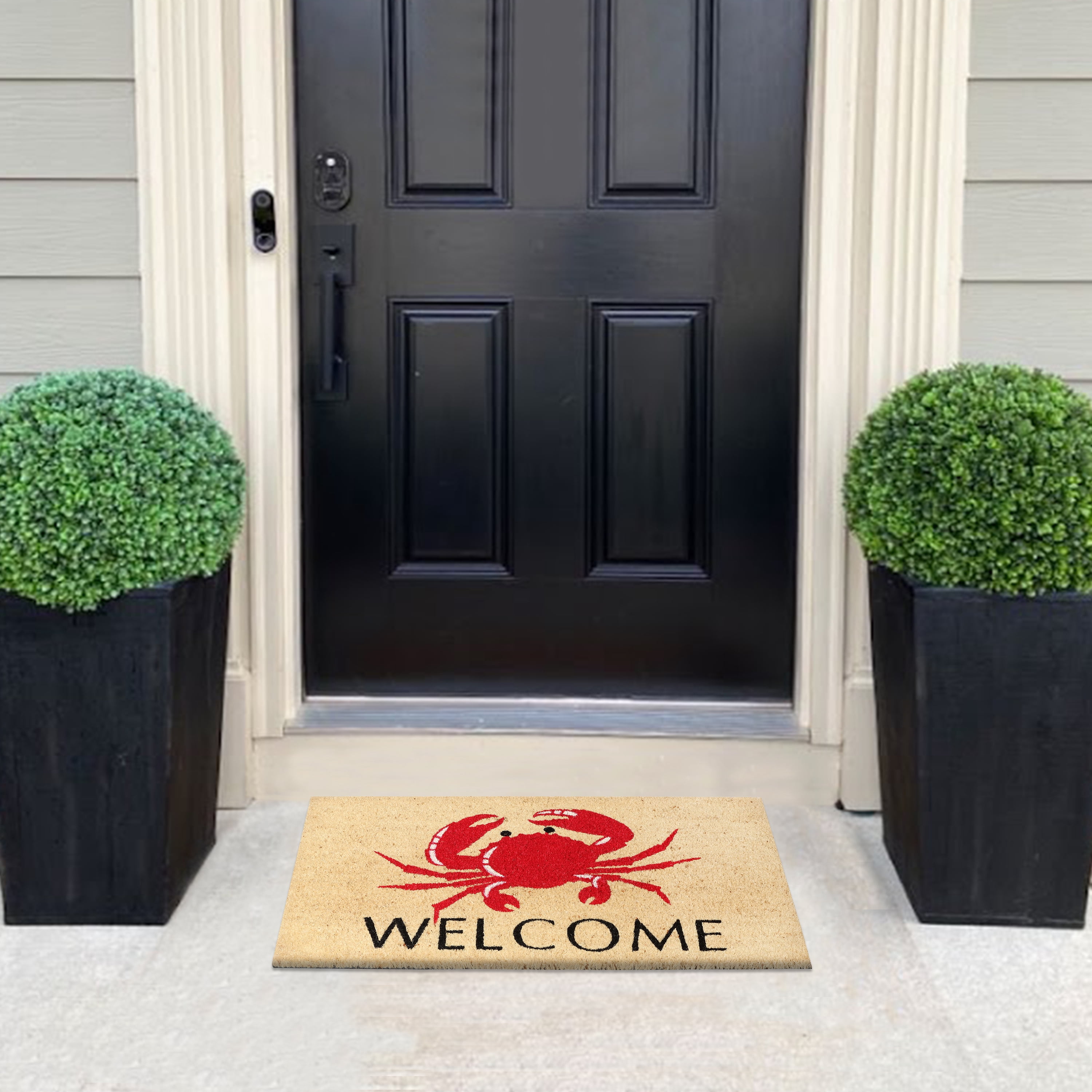 A1HC Natural Coco Coir Doormat, Red Crab Welcome, 18"x30", Durable Outdoor Welcome Mat, Non-Slip, Easy to Clean, Pet Friendly