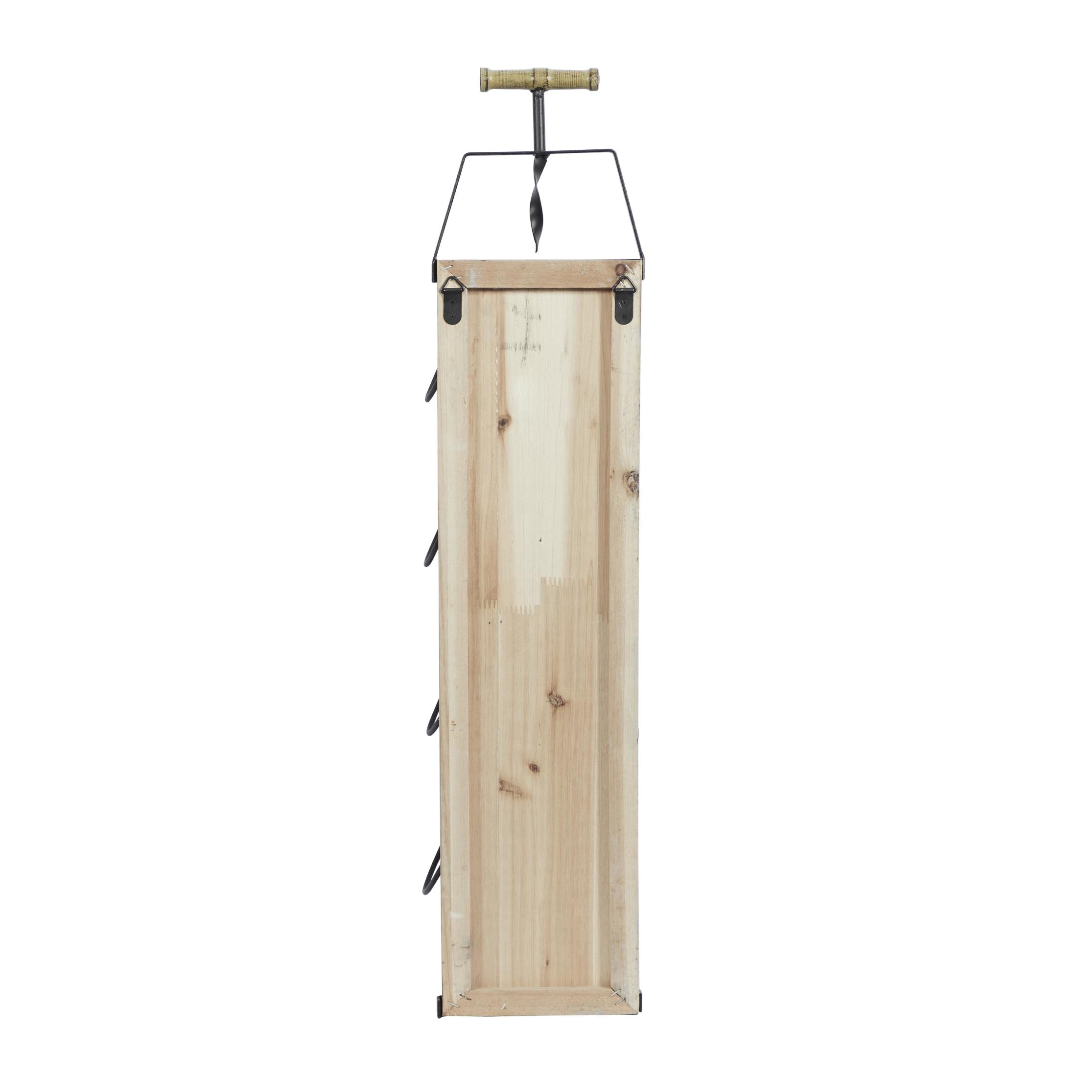 DecMode 8" x 32" Brown Wood 4 Bottle Wall Wine Rack, 1-Piece