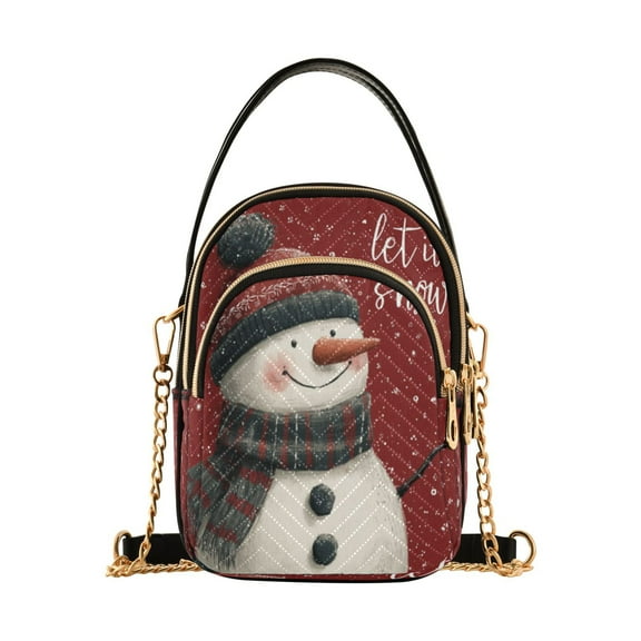 Leather Handbag Crossbody Bag Let It Snow Snowman
