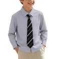 thumbnail image 2 of Odeerbi Camisa de Vestido Para Niños Con Corbata A Rayas Camisas de Uniforme Escolar de Manga Larga, 2 of 9