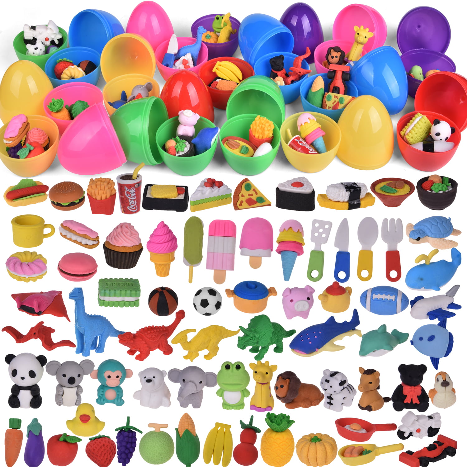 12 Pcs Funky Colourful Erasers Assorted Designs
