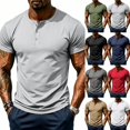 thumbnail image 2 of Men's Short Sleeve Henley Shirt Athletic Slim Fit Button Down Tops Casual Workout Tee （Light Gray,XL）, 2 of 9