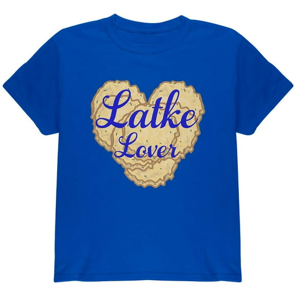 Hanukkah Latke Lover Youth T Shirt Royal YXL