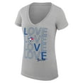 thumbnail image 2 of Women's G-III 4Her by Carl Banks Heather Gray Toronto Blue Jays Super-Slim Fit Lightweight Love Graphic Team V-Neck, 2 of 5