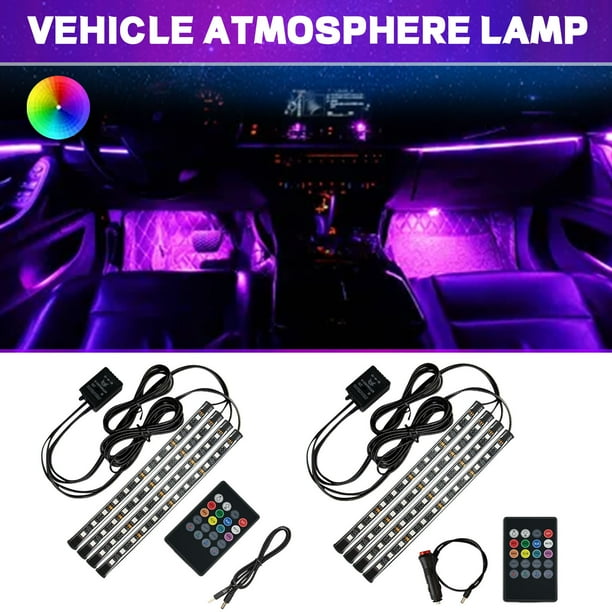 Fiudx Barra de Luces Led para Interior de Coche, 48 Luces, Cambio de Color Rgb, Control Por Voz y Remoto, Fácil Instalación, Apta para Coches, Camiones y Barcos, Decoración de Interiores, 22 Cm de La