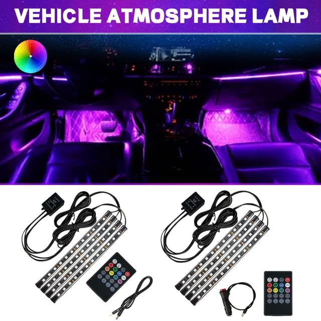 Xihbxyly Barra de Luces Led para Interior de Coche, 48 Luces, Cambio de Color Rgb, Control Por Voz y Remoto, Fácil Instalación, Apta para Coches, Camiones y Barcos, Decoración de Interiores, 22 Cm de