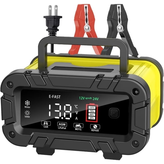 20A E-FAST Smart Car Battery Charger 12V/24V Auto Trickle Maintainer for Truck LiFePO4