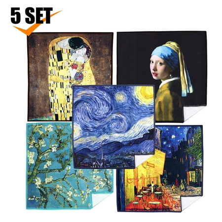 Clean & Clear Microfiber NONE s Microfiber Cleaning Cloths - Extra Large Classic Art Collection - (5SET) 4PACK
